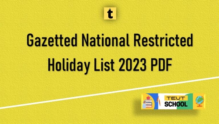 List of Gazetted Holidays in 2023 PDF | Central Government RH Holidays 2023