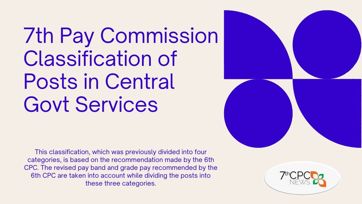 7th Pay Commission Classification of Posts in Central Government Services